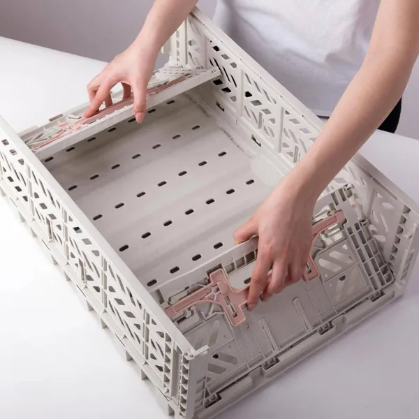 Aykasa Maxibox Comfort Lock Folding Crate 60x40x18 cm – Light Gray