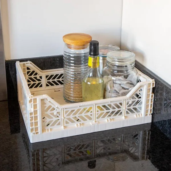 Aykasa Midibox Folding Crate 40x30x14 cm – Coconut Milk